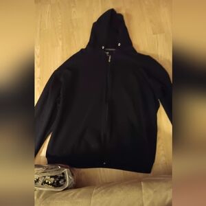 Athletic Works Men's Black Zip-Up Sweater